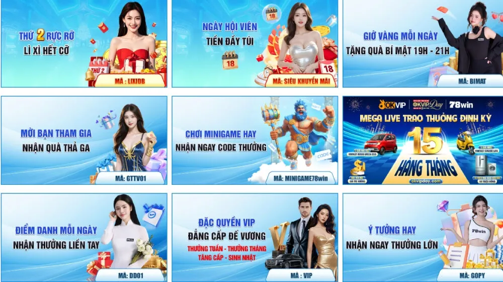 Một số khuyến mãi nổi bật tại 78win